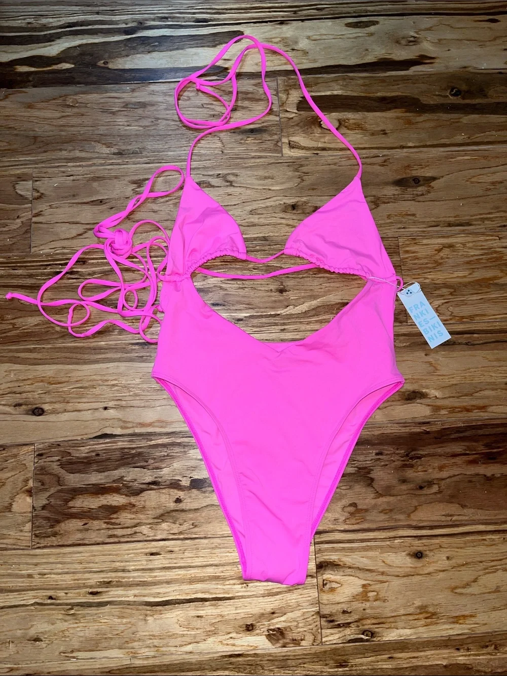 Frankies Bikinis Gemma Hot Pink Wrap-Style One-Piece Swimsuit Size Small NEW